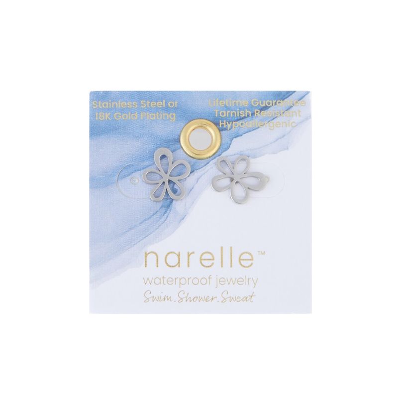 Waterproof Earrings Flower Studs in Gold &amp; Stainless Steel Silver