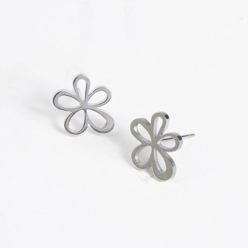 Waterproof Earrings Flower Studs in Gold &amp; Stainless Steel Silver