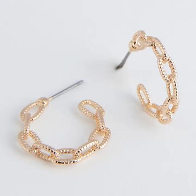 Hoop Earrings Ear Sense Gold Chain Link Jewelry