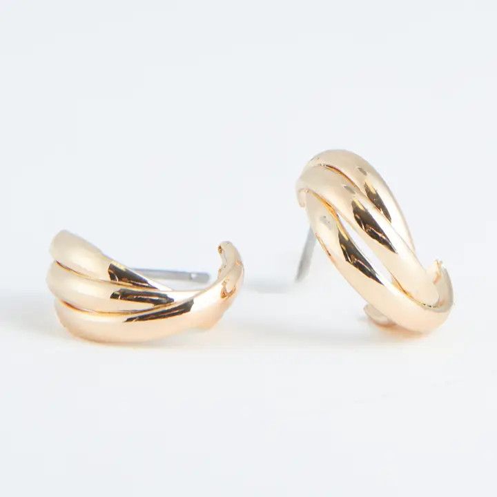 Hoop Earrings Ear Sense Triple Loop Nickel-Free Jewelry Gold
