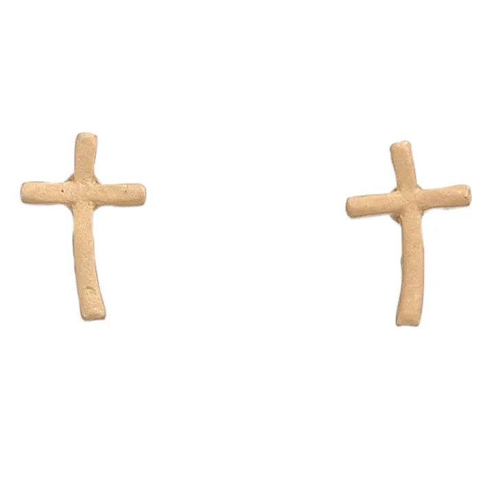 Stud Buds Cross Earrings Gold