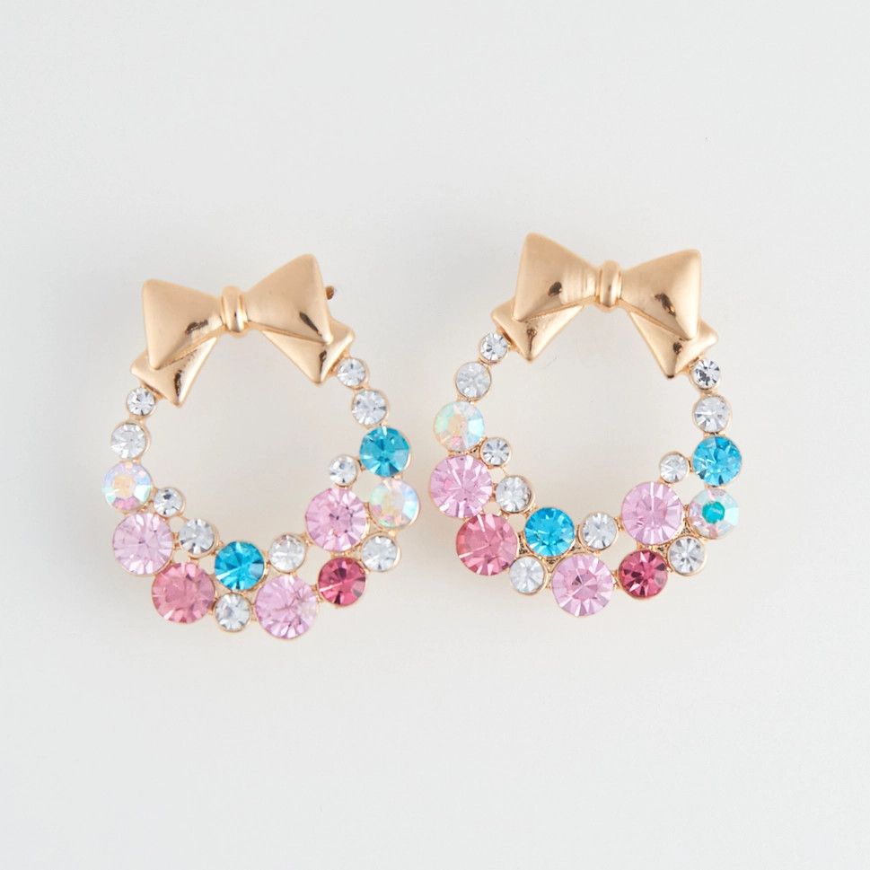 Holiday Pastel Christmas Wreath Drop Earrings