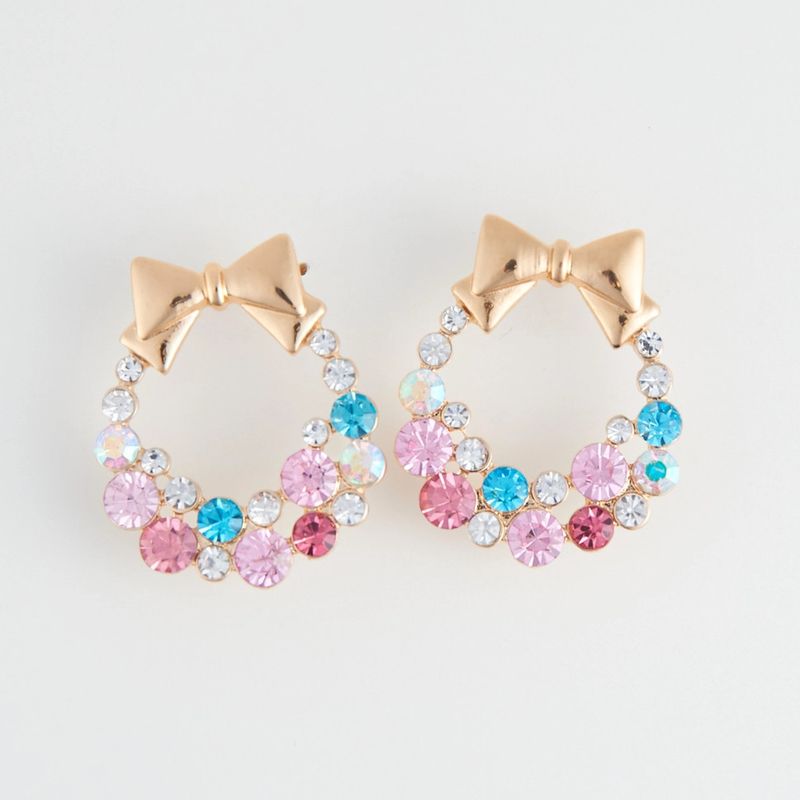Holiday Pastel Christmas Wreath Drop Earrings