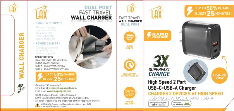 Rapid Wall Charger USB 20W Cubic Design