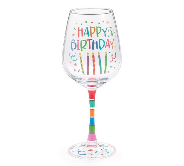 Stemmed Wine Glass, Happy Birthday