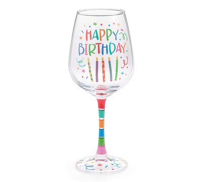 Stemmed Wine Glass, Happy Birthday