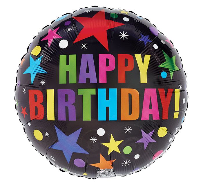 Happy Birthday Stars on black