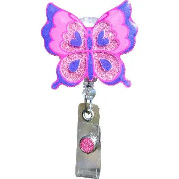Glitterific Badge Reel Butterfly