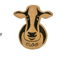 Natural Leather Cow with squeaker - 6&quot;