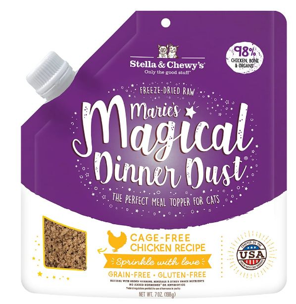 Cat Freeze Dried Marie&#39;s Magical Dinner Dust Cage Free Chicken 7 Oz