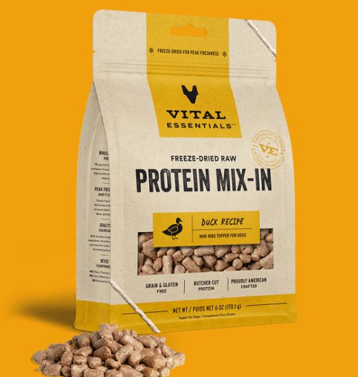 Dog Freeze Dried Protein Mix-In Duck Recipe Mini Nibs Topper 6 Oz