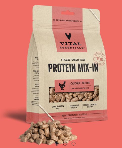 Dog Freeze Dried Protein Mix-In Chicken Recipe Mini Nibs Topper 6 Oz