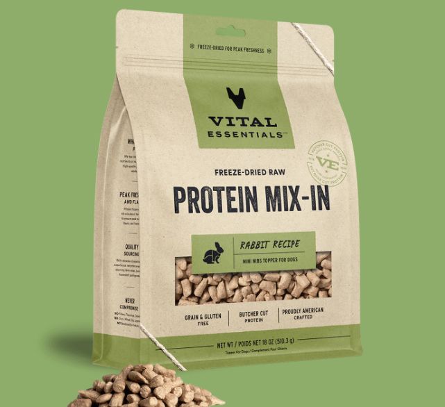 Dog Freeze Dried Protein Mix-In Rabbit Recipe Mini Nibs Topper 6 Oz