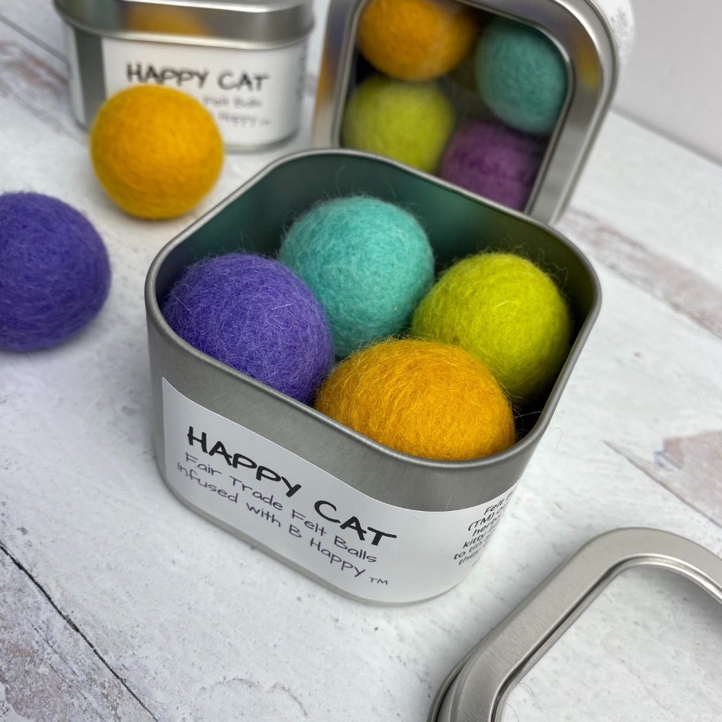 Catnip Infused Felt Ball Tin (4 Pack)