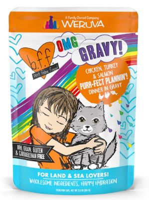 Weruva OMG Purr-Fect Plannin'! Chicken, Turkey &amp; Salmon Wet Cat Food Pouch 2.8 Oz