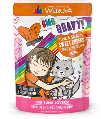 Weruva OMG Tuna &amp; Salmon Sweet Cheeks Wet Cat Food Pouch 3 Oz