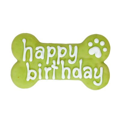 Green Happy Birthday Bone 6"