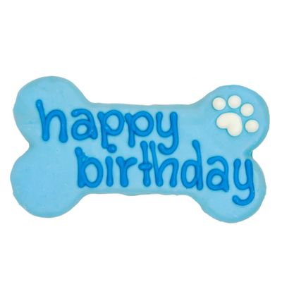 Blue Happy Birthday Bone 6"