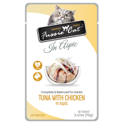 Fussie Cat Premium Tuna with Chicken in Aspic Pouch 2.47 Oz