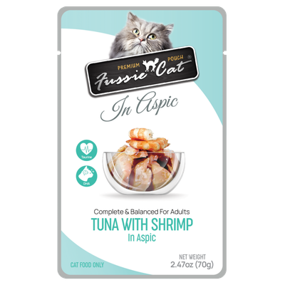 Fussie Cat Premium Tuna with Shrimp in Aspic Pouch 2.47 Oz