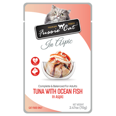 Fussie Cat Premium Tuna with Oceanfish in Aspic Pouch 2.47 Oz