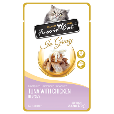 Fussie Cat Premium Tuna with Chicken in Gravy Pouch 2.47 Oz