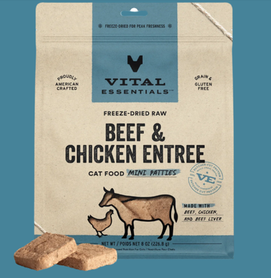 Cat Freeze Dried Beef &amp; Chicken Mini Patties 8 Oz
