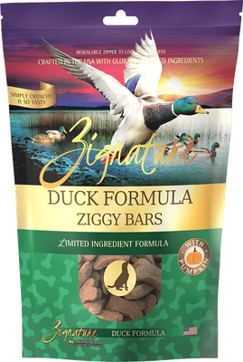 Zignature Duck Formula Ziggy Bars Biscuit Dog Treats, 12-oz bag