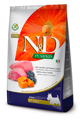 Farmina N&amp;D Pumpkin Lamb &amp; Blueberry Mini Adult Dry Dog Food, 5.5 Lb bag