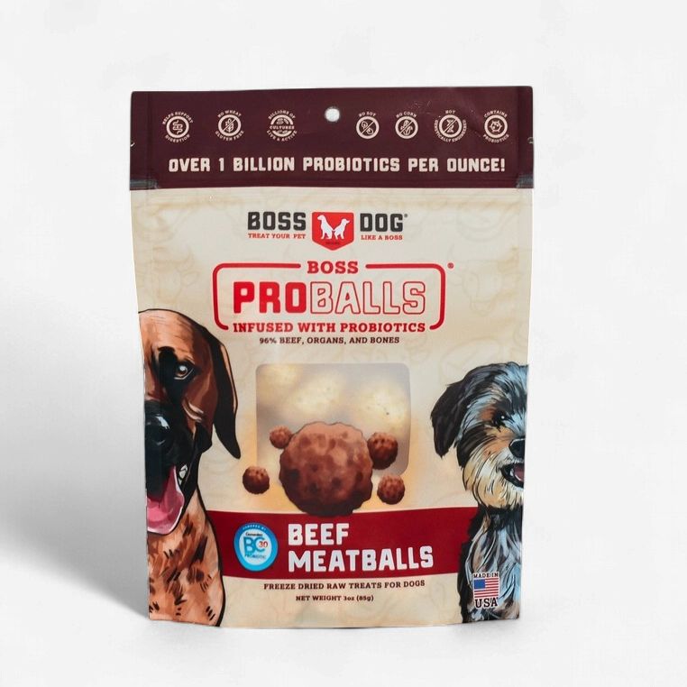 Boss Dog Proballs Freeze-Dried Raw Beef Meatball Dog &amp; Cat Treats 3 oz