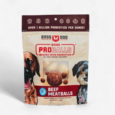 Boss Dog Proballs Freeze-Dried Raw Beef Meatball Dog &amp; Cat Treats 3 oz