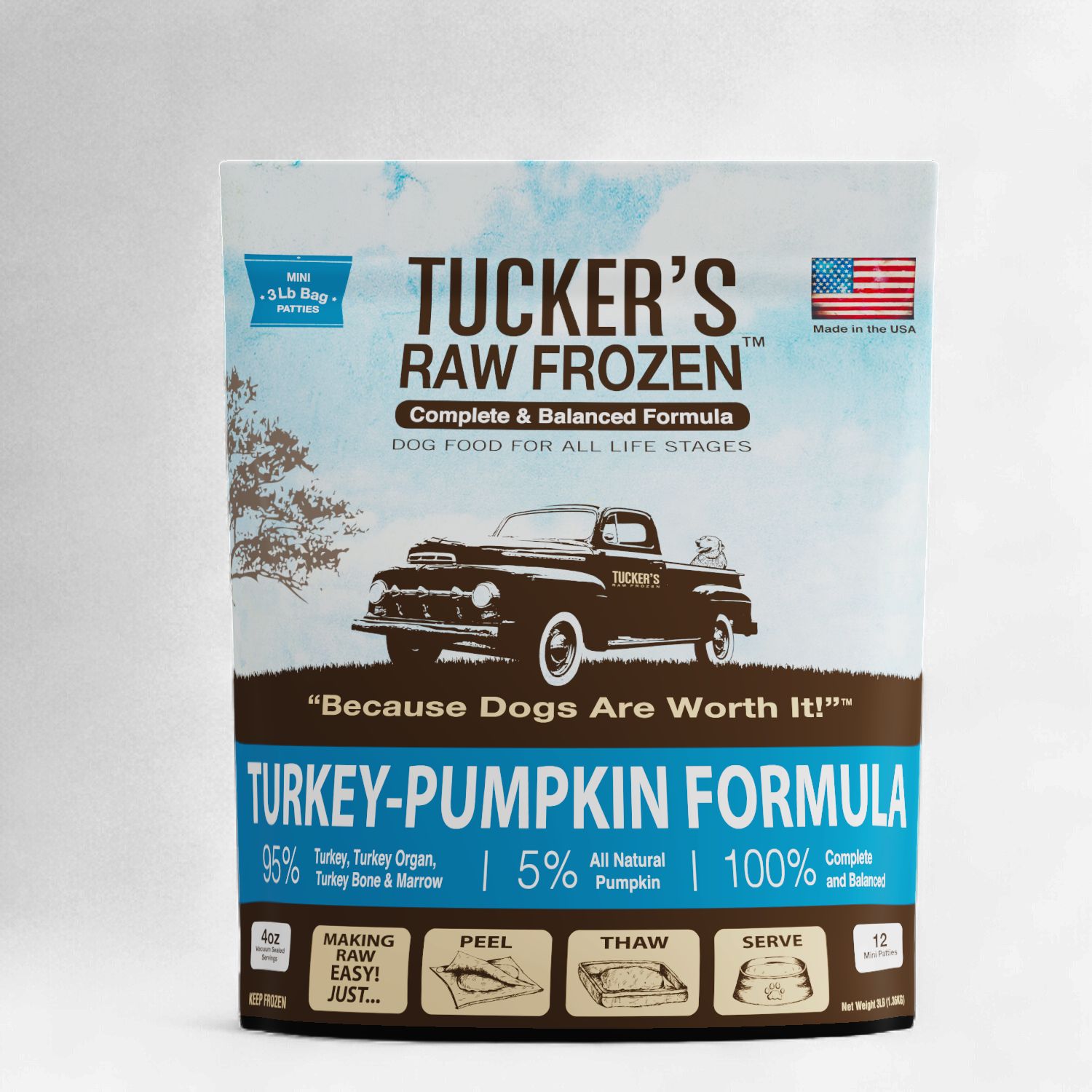 Tucker's Frozen Raw Dog Food Turkey &amp; Pumpkin, 3 Lb