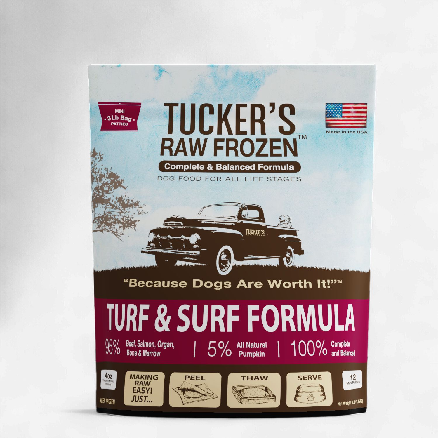 Tucker's Frozen Raw Dog Food Turf &amp; Surf, 3 Lb