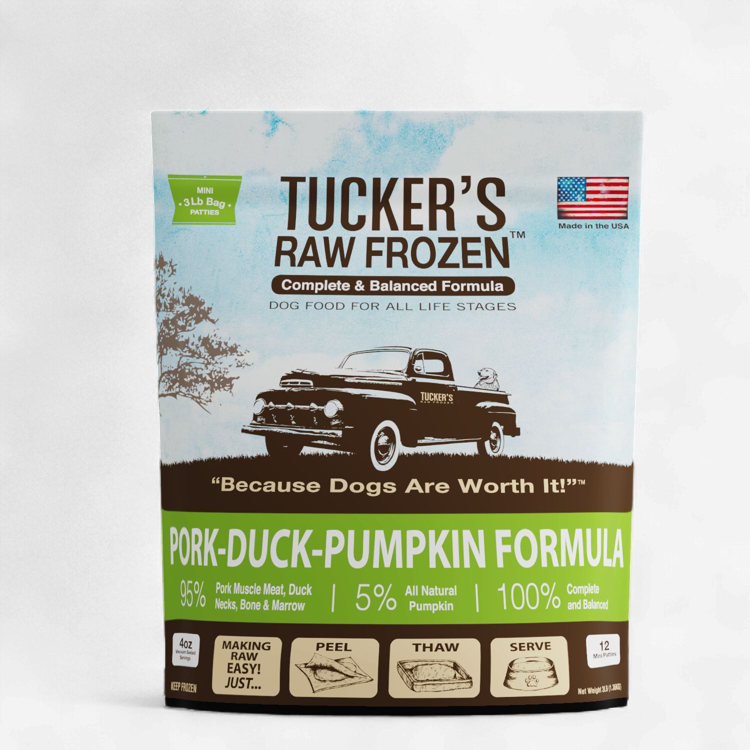 Tucker's Frozen Raw Dog Food Pork, Duck &amp; Pumpkin, 3 Lb