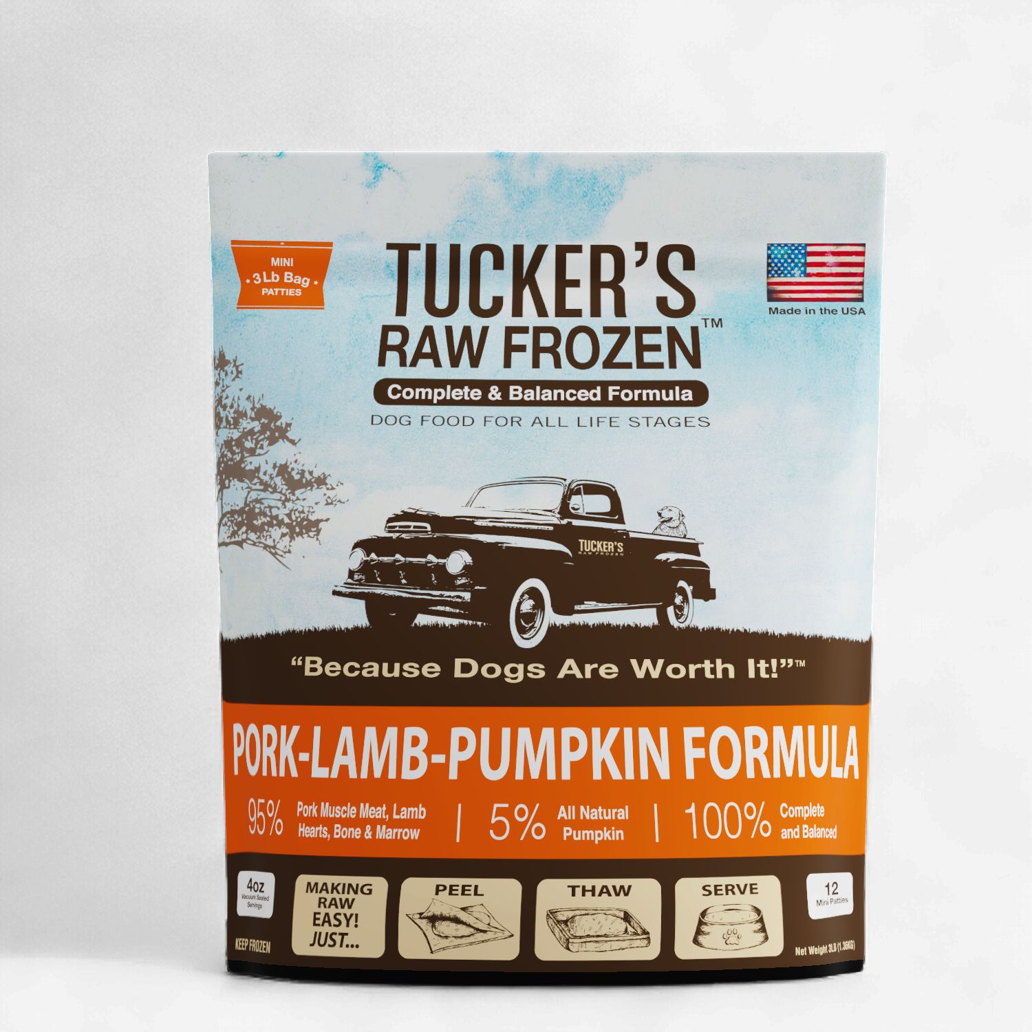 Tucker's Frozen Raw Dog Food Pork, Lamb &amp; Pumpkin, 3 Lb