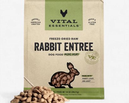 Vital Essentials Mini Nibs Raw Rabbit Entrée Freeze-Dried Dog Food &amp; Topper, 14-oz bag
