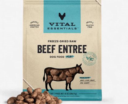 Vital Essentials Nibs Raw Beef Entrée Freeze-Dried Dog Food &amp; Topper, 14-oz bag