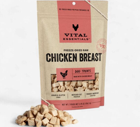 Vital Essentials Freeze-Dried Raw Dog Treats Chicken Breast, 2.1-oz bag
