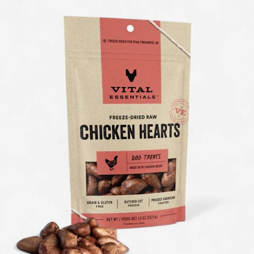 Vital Essentials Freeze-Dried Raw Dog Treats Chicken Hearts, 1.9-oz bag