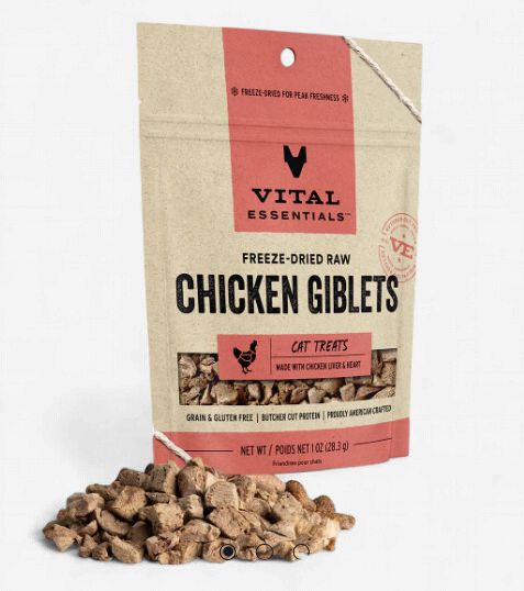 Vital Essentials Freeze-Dried Raw Cat Treats Chicken Giblets, 1-oz bag
