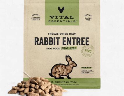 Vital Essentials Mini Nibs Raw Rabbit Entrée Freeze-Dried Dog Food &amp; Topper, 5.5-oz bag