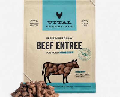 Vital Essentials Mini Nibs Raw Beef Entrée Freeze-Dried Dog Food &amp; Topper, 14-oz bag