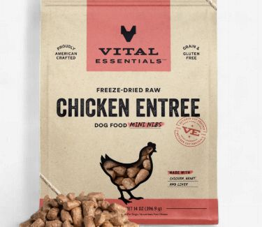 Vital Essentials Mini Nibs Raw Chicken Entrée Freeze-Dried Dog Food &amp; Topper, 14-oz bag