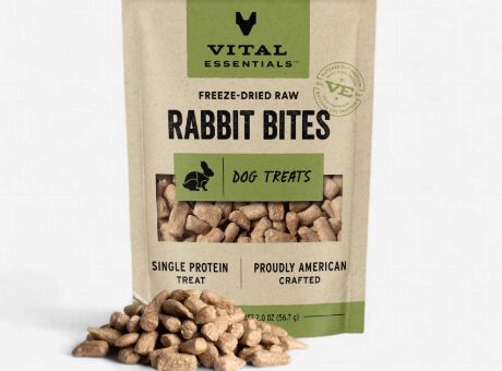 Vital Essentials Freeze-Dried Raw Dog Treats Rabbit Bites, 2-oz bag