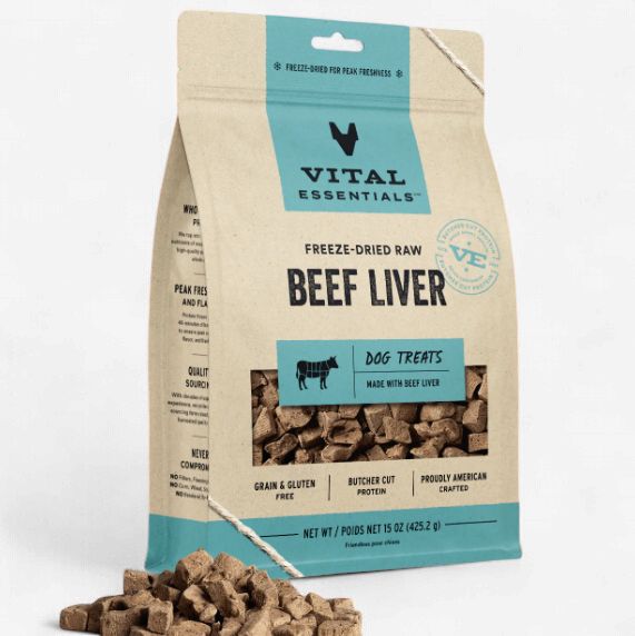 Vital Essentials Freeze-Dried Raw Dog Treats Beef Liver, 2.1-oz bag