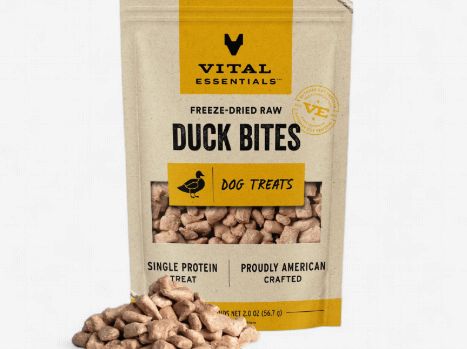 Vital Essentials Freeze-Dried Raw Dog Treats Duck Bites, 2-oz bag