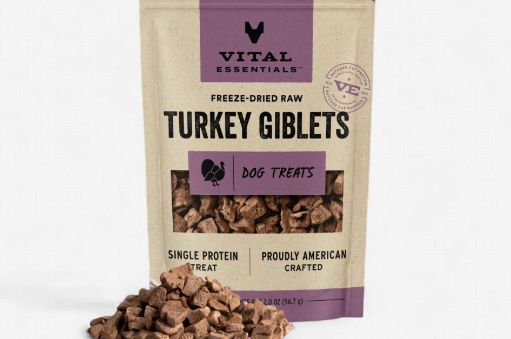 Vital Essentials Freeze-Dried Raw Dog Treats Turkey Giblets, 2-oz bag
