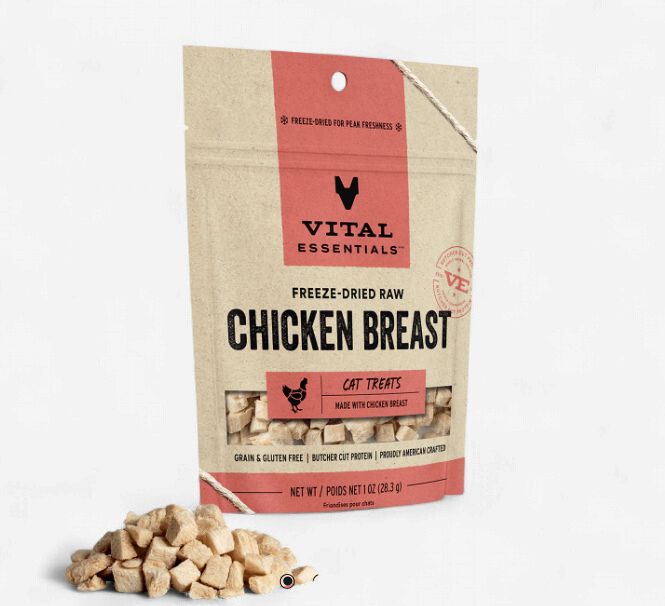 Vital Essentials Freeze-Dried Raw Cat Treats Chicken Breast, 1-oz bag