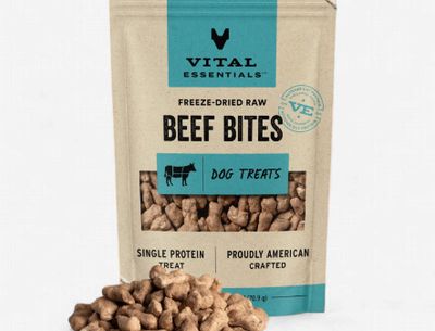 Vital Essentials Freeze-Dried Raw Dog Treats Beef Bites, 2.5-oz bag