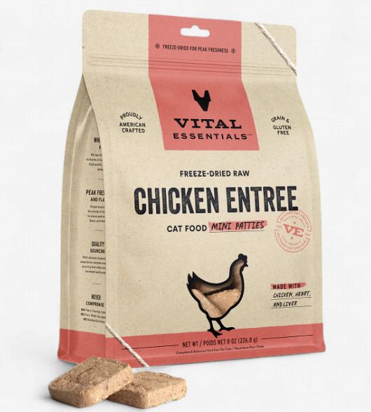 Vital Essentials Mini Patties Raw Chicken Entrée Freeze-Dried Cat Food, 8-oz bag